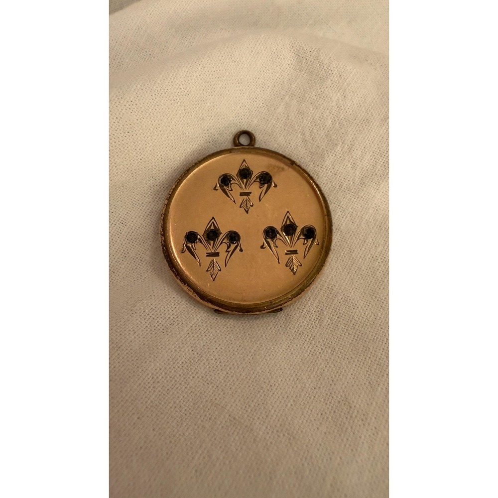 Antique Victorian Locket Fleur De Lis Black Paste Stones JMF & Co Pendant